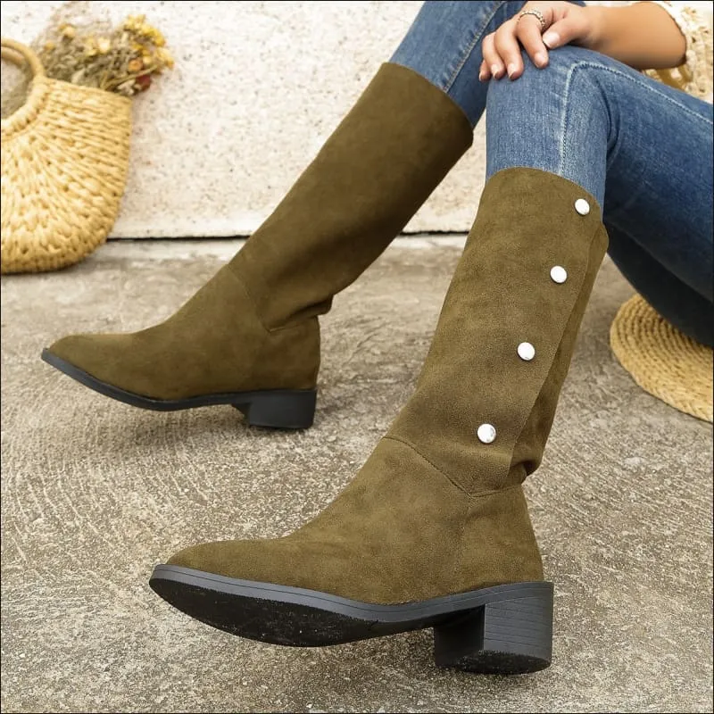 Trendy Unique Mid-calf Faux Suede Boots for Effortless Style