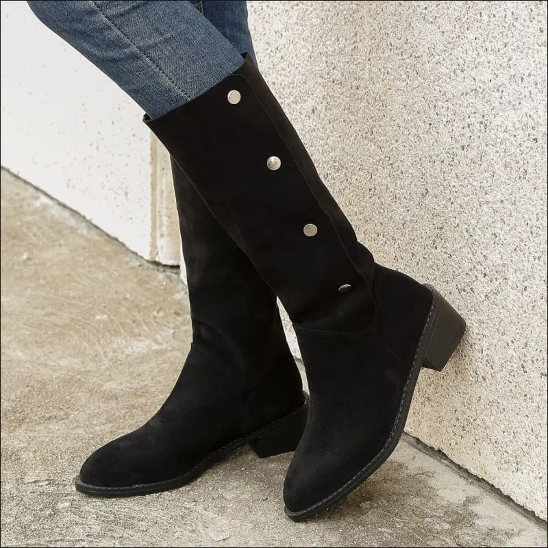 Trendy Unique Mid-calf Faux Suede Boots for Effortless Style