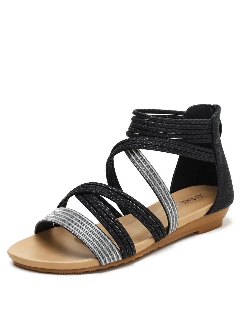 Uniwim Summer beach by the seaside sandals Flat-bottomed Gladiator Wedge Sandals