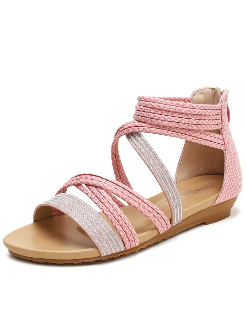 Uniwim Summer beach by the seaside sandals Flat-bottomed Gladiator Wedge Sandals