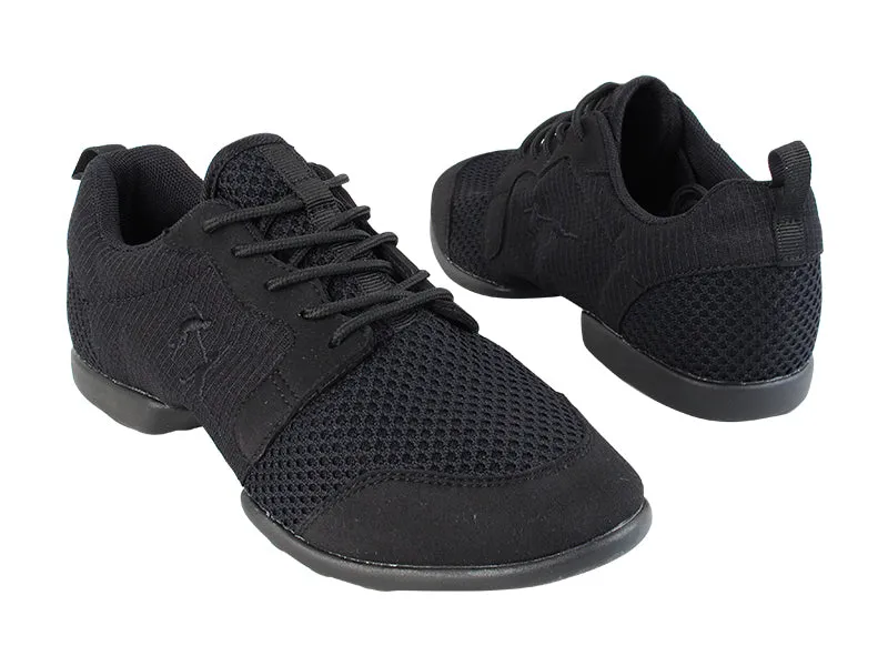 Very Fine VFSN024 Unisex Split Sole Lightweight Black Mesh Practice Dance Shoe Sneaker