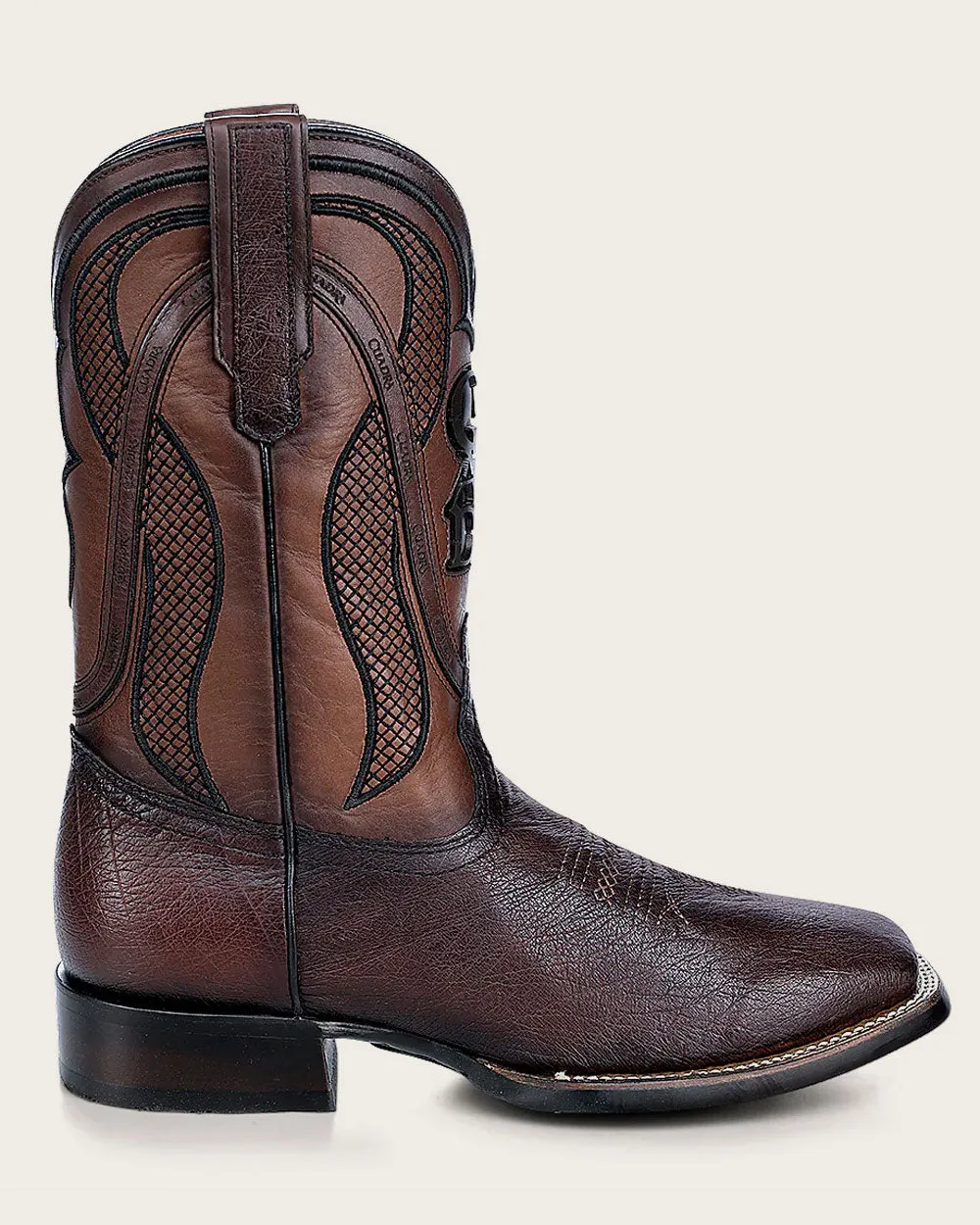 Western rodeo brown ostrich boot