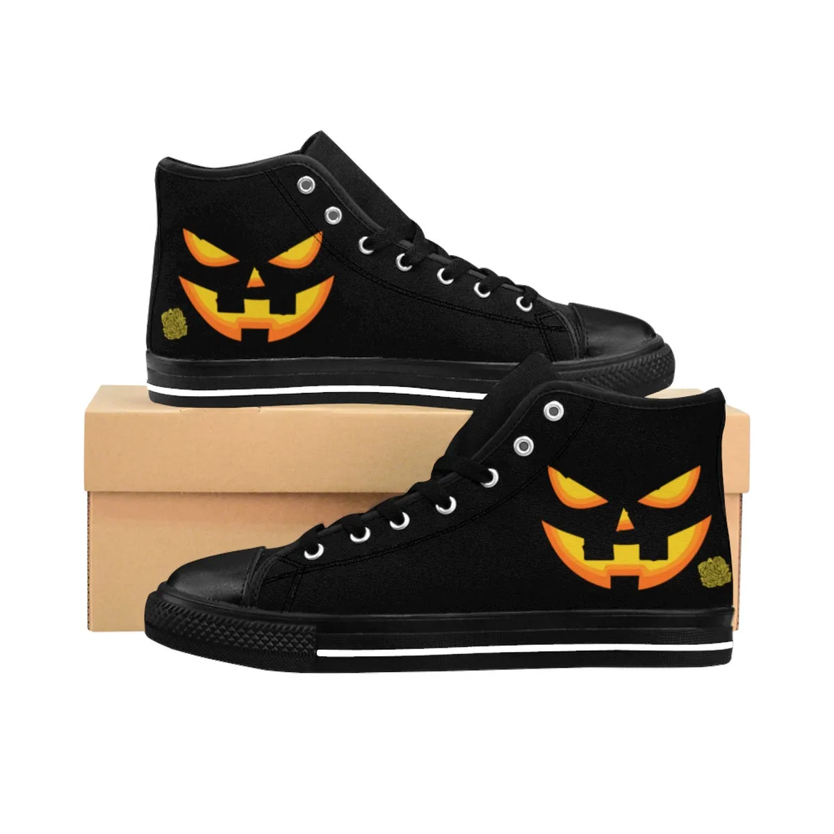 Women's Halloween Sneakers, Orange Festive Pumpkin Face Party High Top Running Shoes