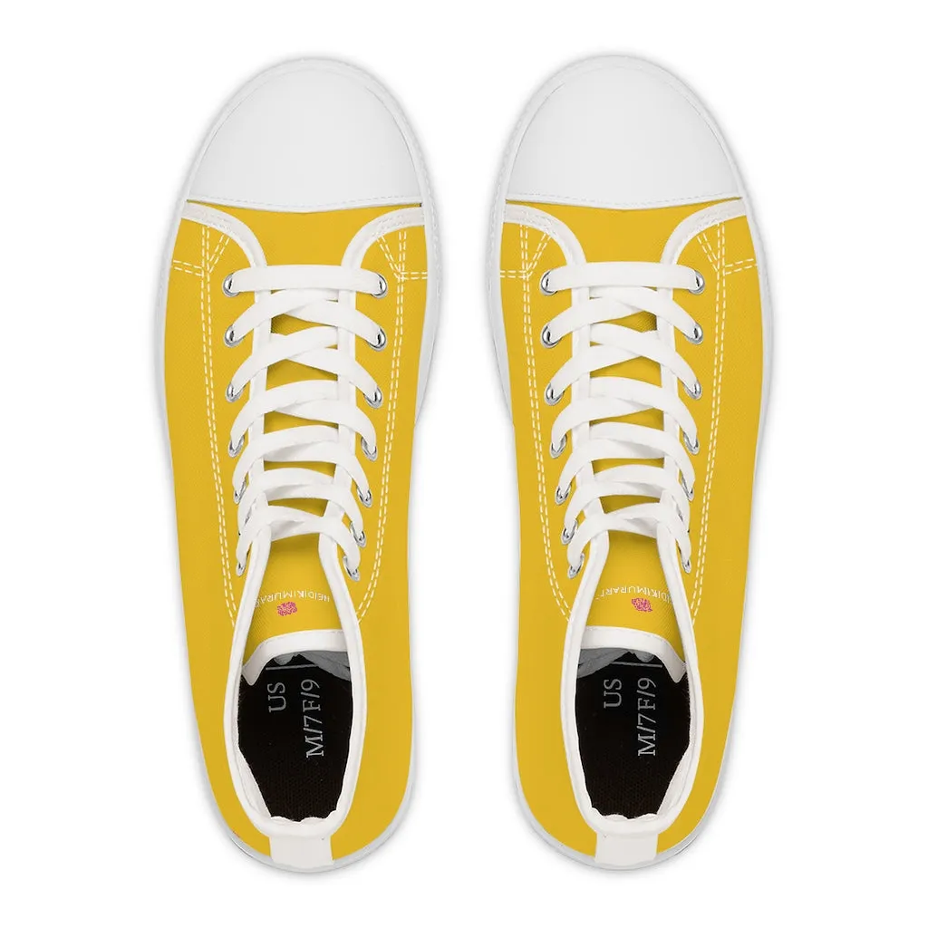 Yellow Color Ladies' High Tops, Solid Color Best Women's High Top Sneakers (US Size: 5.5-12)